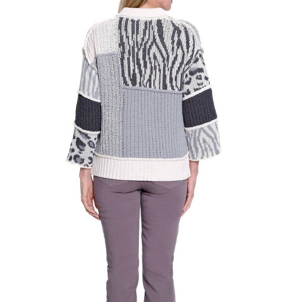 NEW MULTIPLES button patch sweater cardigan in gr… - image 3